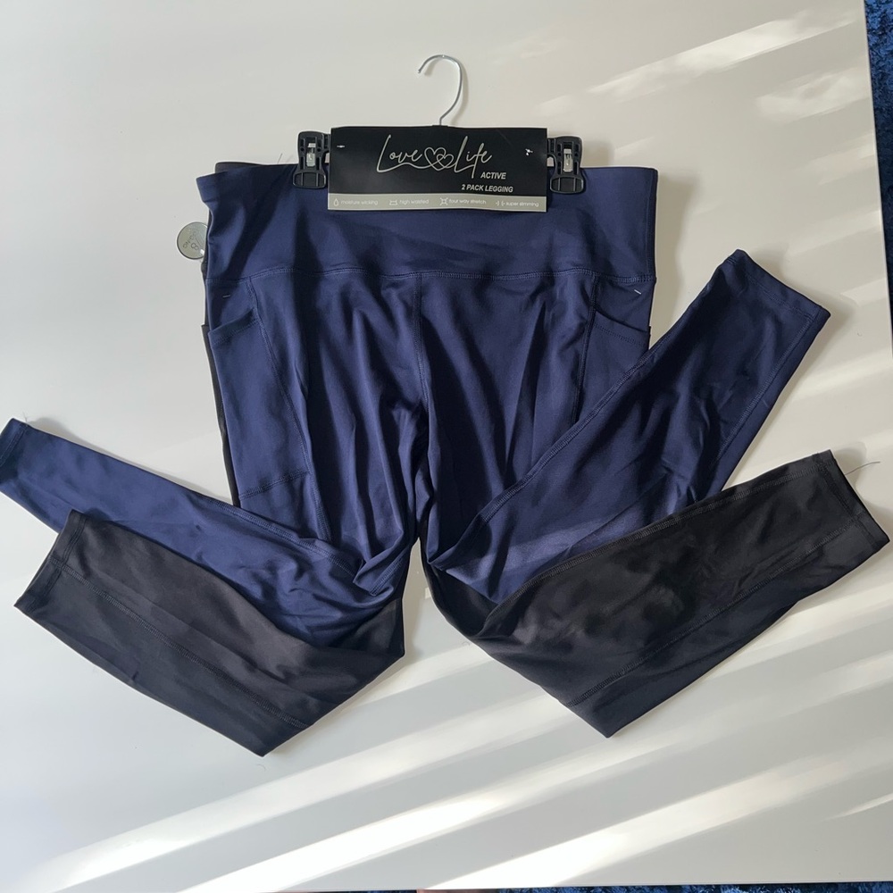 Active High-Rise Leggings - Navy & Black